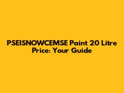 PSEISNOWCEMSE Paint 20 Litre Price: Your Guide